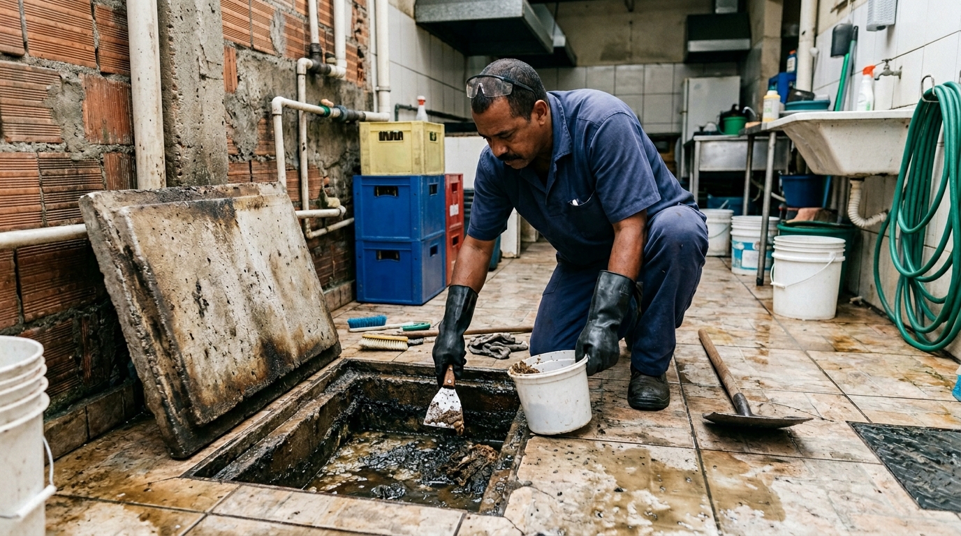 Limpeza de caixa de gordura residencial em Tatuapé‑SP